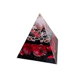 Generisch Orgonit Sockel-Pyramide 14,5cm, Rot mit Rosenquarzkugel | Edelstein Dekoration (A14)