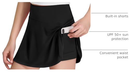 Image of FitsT4 Sports Girls Swim Skirts with Pocket UPF 50+ Swimming Bottom Kids Bathing Skort for Surfing Beach Volleyball