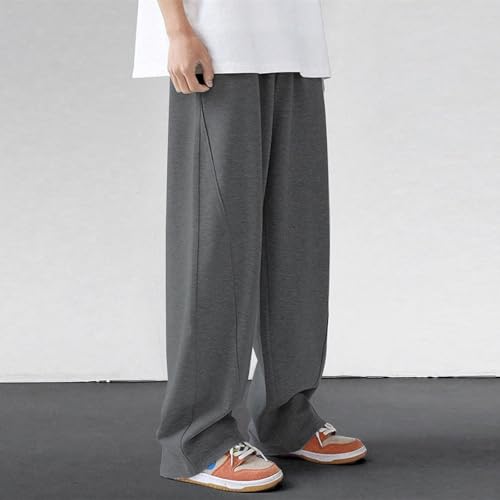 Mens Elastic Waist Pants Wide Leg Sweatpants with Drawstring Comfortable Casual Trousers for Men2