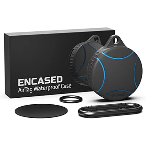 Encased Waterproof Airtag Case Compatible with Apple Airtag Keychain Holder (Blue) Cover