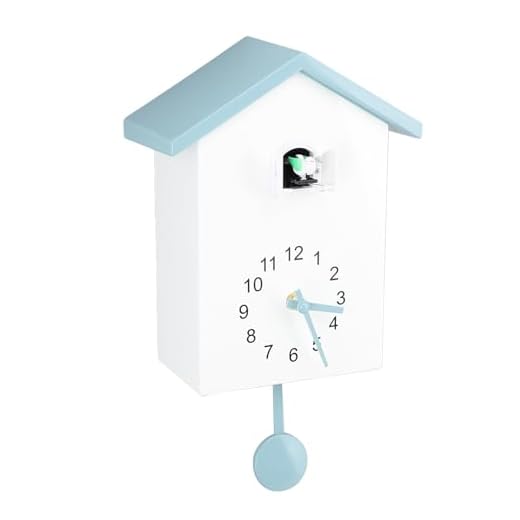 Cuckoo Clock, Bird Voice Call Stylish Bird House Wall Clock Decorative with Clock Pendulum, Tiny Modern Design Art Bird Wall Hanging Clock for Office Bedroom Living Room