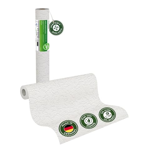 Veluxis Raufasertapete Papiertapete – GRANDIOSO Strukturtapete Putzstruktur, XXL 15,00 m x 0,53 m, überstreichbar, atmungsaktiv, Made in Germany
