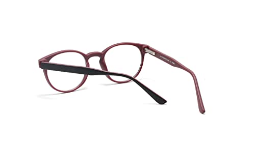 Óculos Armação De Grau Retro Redondo Unissex Com Lentes Sem Grau (Vermelho-Preto)