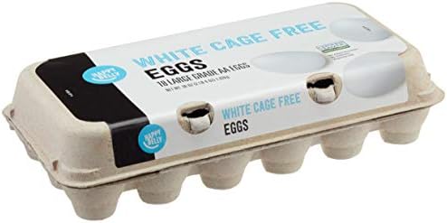 Amazon Brand - Happy Belly Cage Free Large White Eggs, Grade AA, 18 Count
