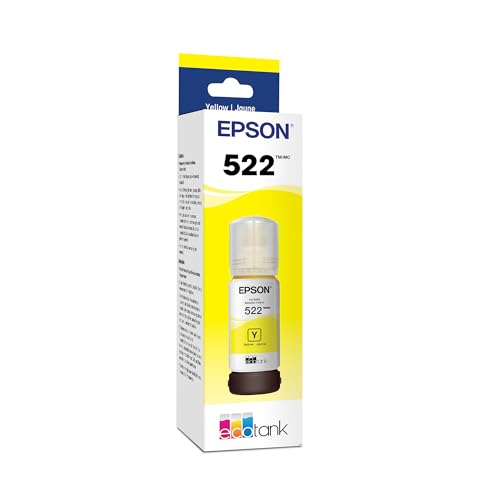 Image of Epson 522 EcoTank Ink Ultra-high Capacity Bottle Yellow (T522420-S) Works with ET-2400, 2720, 2800, 2803, 2840, 4700, 4800, 4810