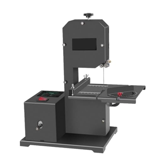 Sega a nastro da banco professionale da 800 W, macchina per il taglio del legno 5 in 1 con lama, mola e mandrino per trapano, tavolo in metallo inclinabile da 0 a 45° per piccole officine 5-in-1