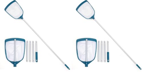 Image of POOLWHALE Upgrades Swimming Pool Leaf Net Skimmer Rake with Adjustable Aluminum Pole and Nylon Medium Fine Mesh for Cleaning Swimming Pools, Hot Tubs, Spas and Fountains (Pack of 2)