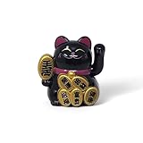 Starlet24 Mini Figurine de Chat Porte-Bonheur à énergie solaire - 5 cm - avec Symbole de Chance et de prospérité - pour Bureau et Maison - Noir - 131170