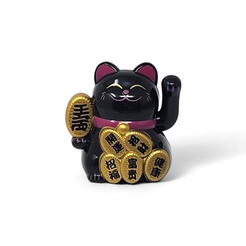 Starlet24 Figura Decorativa de Gato de la Suerte de 5 cm con símbolo de Buena Suerte y Prosperidad para oficinas y hogares (Negro (131170))