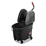 Rubbermaid Commercial WaveBrake 2.0® 35 QT Down-Press Mop Bucket and Wringer, Black (1863898)