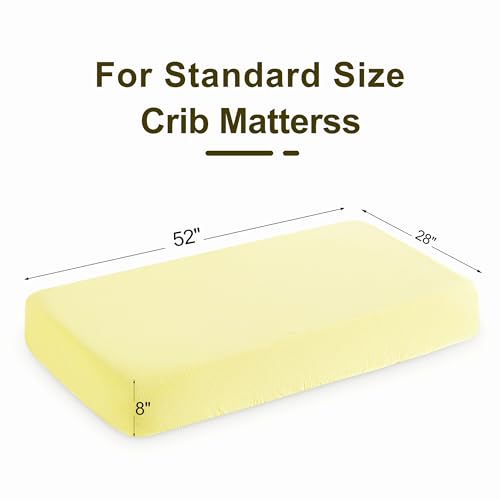 Image of NTBAY 2 Pack Muslin Cotton Crib Sheets, Soft and Breathable Double Layer 28x52 Baby Crib Sheets for Standard Crib and Toddler Mattresses, Boys, Girls, Unisex, Light Yellow, 28x52 Inches
