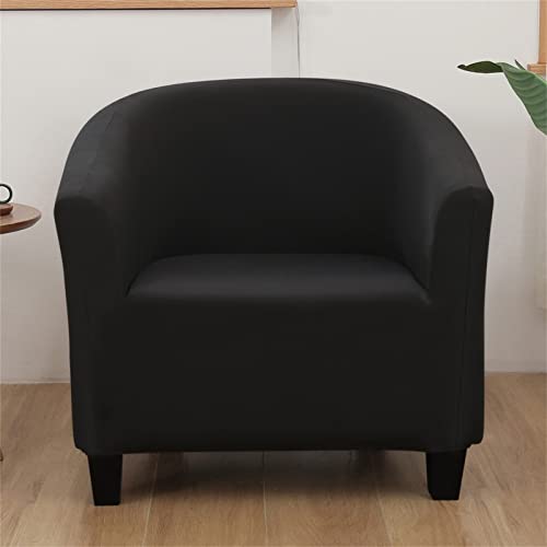 Image of SearchI Club Chair Slipcover Stretch Barrel Chair Covers Solid Color Tub Chair Slipcovers Spandex Armchair Sofa Cover Removable Couch Furniture Protector Arm Chair Cover for Living Room(Black)