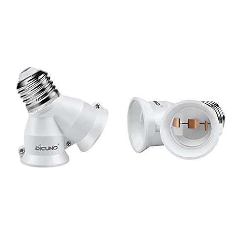 DiCUNO E27 adapter rozdzielacza oprawki 2 w 1, rozdzielacz E27, do lamp LED, żarówek, halogenów, cokołów lampy, 2 sztuki w opakowaniu