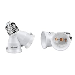 DiCUNO 2 in 1 E26 Socket Splitter Adapter, Light Socket Splitter, 2-Pack