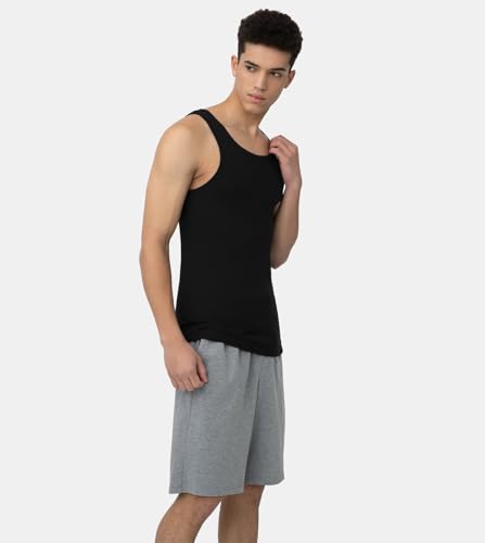 LAPASA Men's 100% Cotton Ribbed Tank Tops Ultra Soft Sleeveless Crewneck A-Shirts Basic Solid Undershirts Vests 4 Pack M352