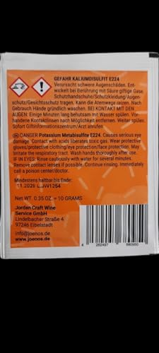 Joenos Wineguard Schwefelpulver, Kaliumdisulfit E224, Weinhilfsmittel, Made in Germany 10g