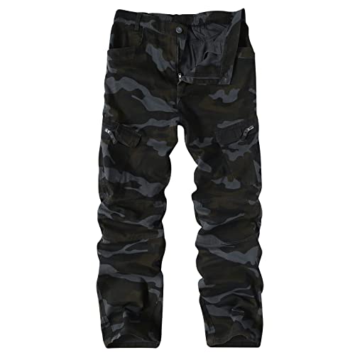 iCKER Cargo Combat Trousers Men Work Camo Army Military Tactical Multi Pocket Camouflage Pants