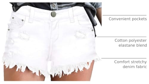 Image of onlypuff Women Denim Shorts Ripped Mid Waisted Jean Shorts with Pockets