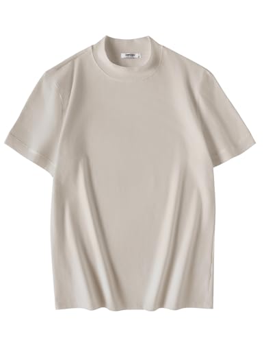 Image of COOFANDY Mens Mock Turtleneck Shirts Casual Premium Cotton Short Sleeve Shirt Basic Half Neck T-Shirts