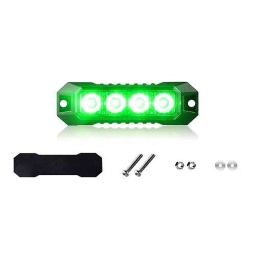 GZLDZN 1PCS Ultra-Slim Green LED Strobe Light, 4-LED Surface Mount Mini Warning Flash Light with Sync Feature, Waterproof Emergency Beacon for Truck Car SUV 12V–24V