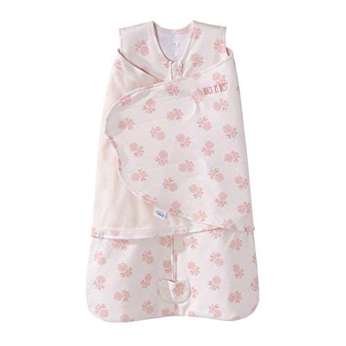 Image of HALO 100% Cotton Sleepsack Swaddle, 3-Way Adjustable Wearable Blanket, TOG 1.5, Watercolor Rose Toss Blush, Small, 3-6 Months