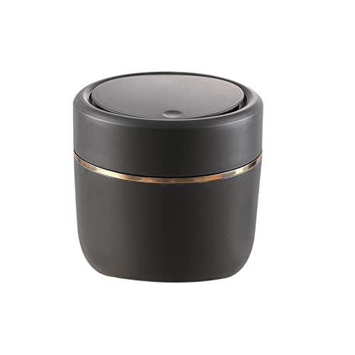 Mini caneca de basura con tapa negra para escritorio