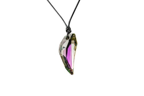 Kristallwerk, Damen Lederkette mit 50mm Swarovski Elements Pegasus Pendant in der Farbe Crystal Luminous Green Cover