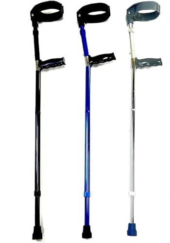 Muletas para antebrazo, diseño plegable de aluminio ligero con puño cerrado giratorio y asas ergonómicas para la muñeca, ajustables para adultos (par)