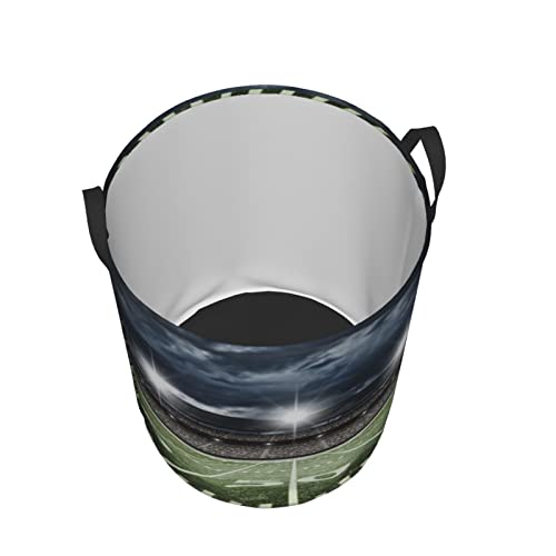 Stadium Football Satdium Field Light Night Laundry Basket Circular Hamper Clothes Storage Bucket Daily Necessities Storage Bag S/M Two Sizes #TOP2