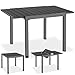 TecTake® Aluminium Gartentisch für 4-6 Personen, 80–120 x 80 x 74 cm, ausziehbar, Garten Tisch Holzoptik, Outdoor wetterfest, Gartenmöbel, Terrassen Esstisch - schwarz