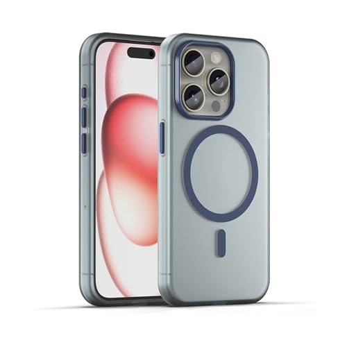 Coque iPhone 14 Pro Max antichoc bleu foncé pour recharge sans fil