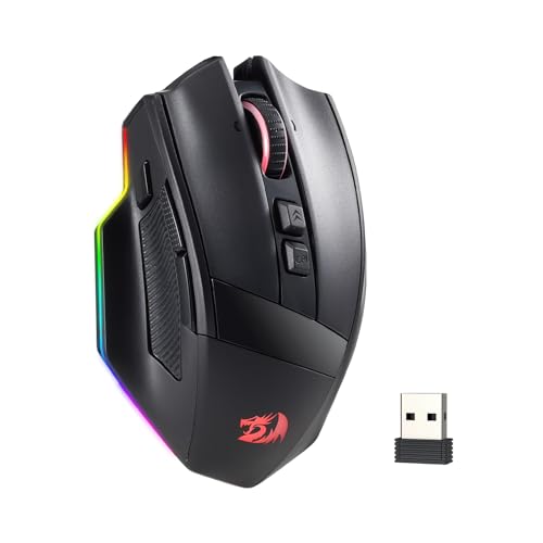 Redragon M813 PRO 3-Mode RGB Gaming Mouse with 4D Dual Mode Scroll Wheel, Optical Ergonomic Gamer Mouse with Max 26,000DPI, Pro Precision Sensor 3395, 7 Macro Buttons, Software Supported