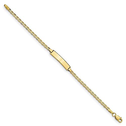 4.3Mm 10K Engravable Gold Flat Nautical Ship Mariner Anchor Link Id Bracelet 5.5 Inch #TOP2