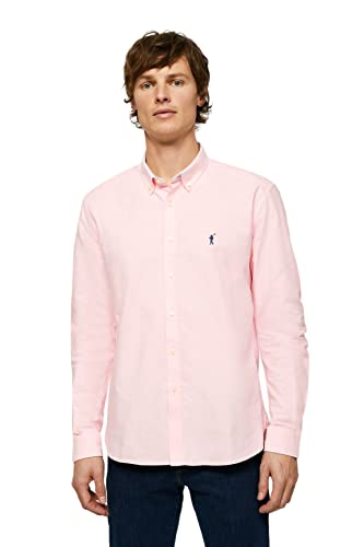 POLO CLUB Camisa Oxford Rosa con Logo Bordado de Hombre