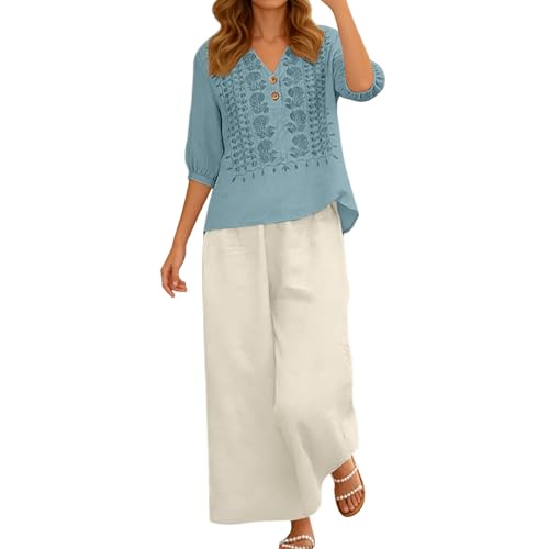 Ensemble lin femme avec pantalon large pour vos vacances d'été