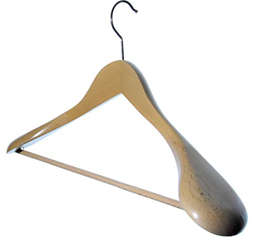 Hagspiel Kleiderbügel aus Holz, 5 St. Schulterbügel aus Buchenholz, Natur lackiert, mit Hosensteg, Made in Austria (EU) Qualitätskleiderbügel