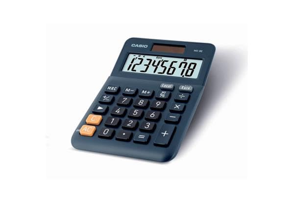 Casio Tischrechner MS-8E, 8-stellig, Währungsumrechnung, Gummifüße, Schnellkorrekturtaste, Solar-/Batteriebetrieb, silber – Bild 6