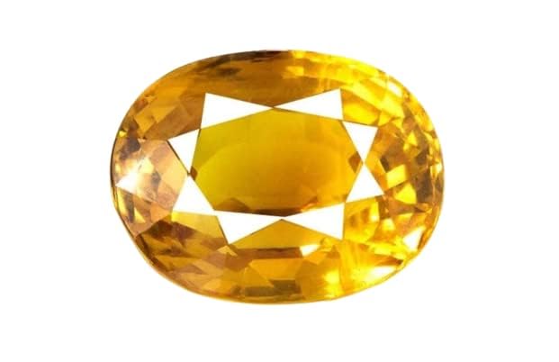 Saphir jaune 5,65 carats pierre précieuse Pukraj Ratan non traitée pour joaillerie