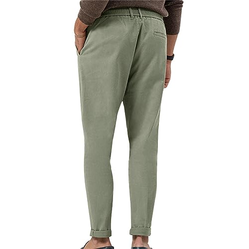 Men's Tapered Linen Pants Lightweight Breathable Casual Elastic Waist Slim Fit with Pockets for Beach Yoga Business3