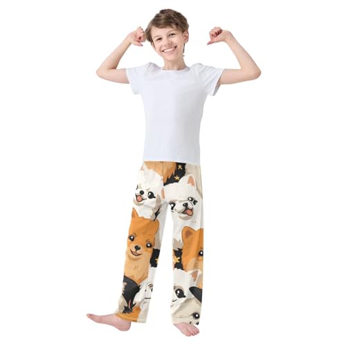 ZZXXB Pomeranian Witch Boys Long Pants Soft Trousers Elastic Waist Kids Lounge Bottoms with Pockets S-XL3