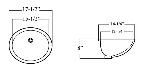 Kingsman 17.5 Inch Durable Oval Undermount Vitreous Ceramic Lavatory Vanity Bathroom Sink - Pure White (17.5 Inch) #TOP3