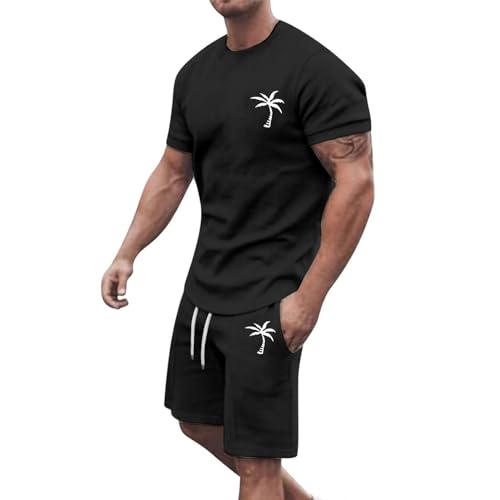 Herren-Trainingsshorts und T-Shirt, Trainingsanzug-Shorts-Set, schnelltrocknend, Laufsportbekleidung, Sommerdruck, kurzärmelig, kurze Sets, atmungsaktiv, Trainingsanzüge, leichter Badminton-Sweatanzug
