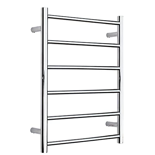 WQPMNYG Radiador toallero eléctrico Recto calefactable, Moderno tendedero de Pared de 6 Barras, 80 W, Acero Inoxidable 304, para baño (Enchufe Brillante)
