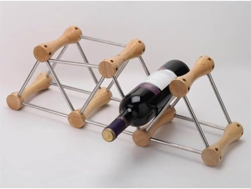 Soporte para botellas de vino de mesa de madera y metal miniatura 2
