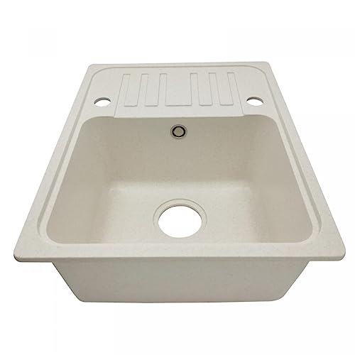 Aquamarin® Fregadero de Cocina - de Granito, 1 Seno, con Sifón, Grifo, Escurridor Reversible y Set...