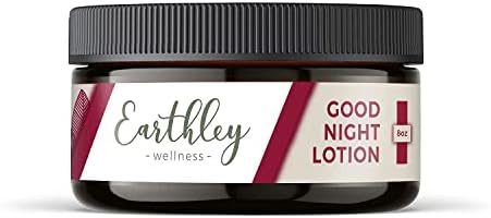 Earthley Wellness, Good Night Lotion, Magnesium Lotion, Apricot Oil, Shea Butter, Mango Butter, Candelilla Wax, Lavender Essential Oil, Vegan (Regular, 8oz)