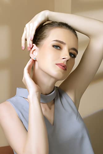 Sterling Silver Birthstone Earrings for Women, Genuine or Synthetic Gemstone 6mm Round Solitaire Stud Earring for Bridesmaids3