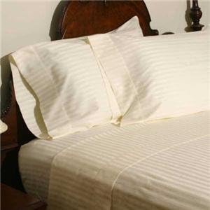 Dreamz Bedding Super Soft 450 Thread Count Elegant Finish Fitted Sheet (Deep Pocket: 8 Inch) Emperor, Ivory Cream Butter Stripe
