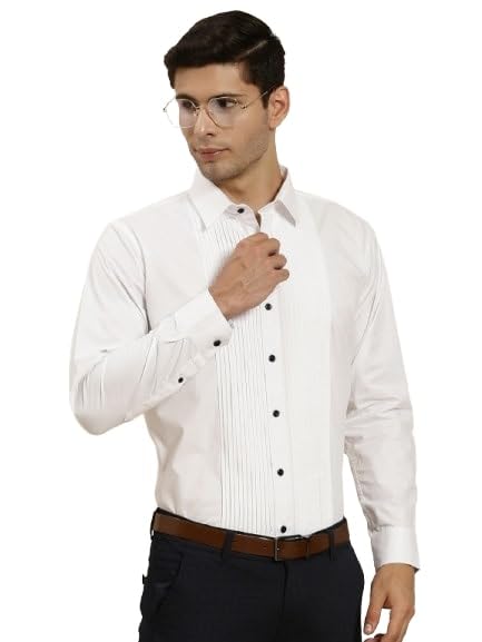 Image of Hancock Men White Pure Cotton Slim Fit Formal Shirt(5444White)