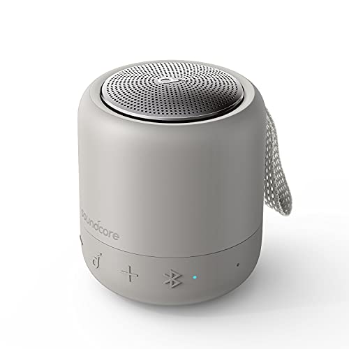 soundcore Anker Mini 3, Bluetooth-Lautsprecher mit BassUp und PartyCast Technologie, USB-C, Wasserschutz IPX7, Individueller EQ (in Grau) grey